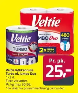 Fleggaard Veltie Køkkenrulle Turbo el. Jumbo Duo tilbud