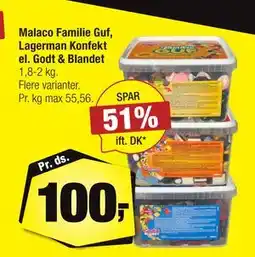 Calle Malaco Familie Guf, Lagerman Konfekt el. Godt & Blandet tilbud