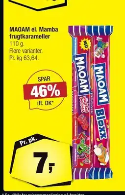Calle MAOAM el. Mamba frugtkarameller tilbud