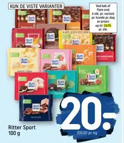 REMA 1000 Ritter Sport 100 g tilbud
