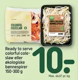 REMA 1000 Ready to serve colorful coleslaw eller økologiske bønnespirer 150-300 g tilbud