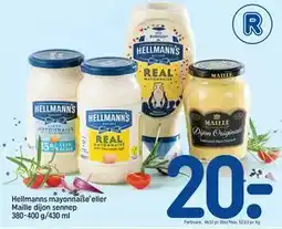 REMA 1000 Hellmanns mayonnaise eller Maille dijon sennep 380-400 g/430 ml tilbud