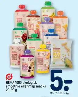 REMA 1000 REMA 1000 økologisk smoothie eller majssnacks 20-90 g tilbud