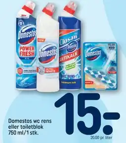 REMA 1000 Domestos wc rens eller toiletblok 750 ml/1 stk. tilbud
