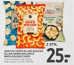 MENY GESTUS CHIPS ELLER SNACKS ELLER GRØN BALANCE ØKOLOGISKE CHIPS tilbud