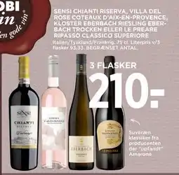 MENY SENSI CHIANTI RISERVA, VILLA DEL ROSE COTEAUX D’AIX-EN-PROVENCE, KLOSTER EBERBACH RIESLING EBERBACH TROCKEN ELLER LE PREARE R tilbud