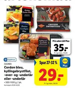 Lidl Cordon bleu, kyllingebrystfilet, -over- og -underlår eller -underlår tilbud