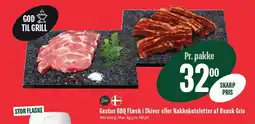 Min Købmand Gestus bbq flæsk i skiver eller nakkekoteletter af dansk gris tilbud