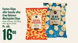 Min Købmand GESTUS Chips eller snacks eller grøn balance økologiske chips tilbud