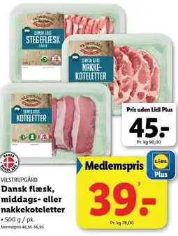 Lidl Dansk flæsk, middags- eller nakkekoteletter tilbud