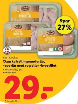 Lidl Danske kyllingeunderlår, -overlår med ryg eller -brystfilet tilbud