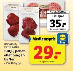Lidl BBQ-, peber- eller burgerbøffer tilbud
