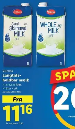 Lidl Langtidsholdbar mælk tilbud