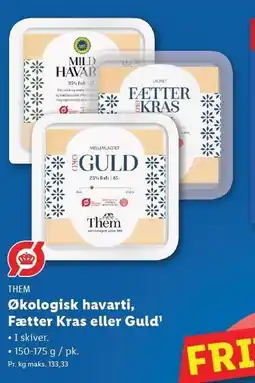 Lidl Økologisk havarti, Fætter Kras eller Guld tilbud