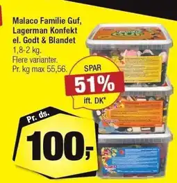 Calle Malaco Familie Guf, Lagerman Konfekt el. Godt & Blandt tilbud