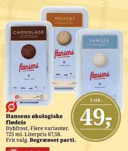 Dagli'Brugsen Hansens økologiske flødeis tilbud