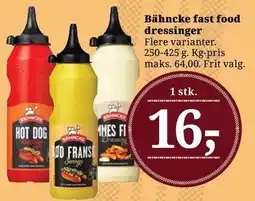 Dagli'Brugsen Bähncke fast food dressinger tilbud