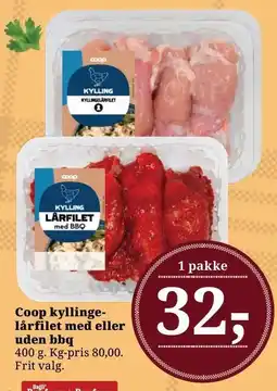 Dagli'Brugsen Coop kyllingelårfilet med eller uden ben tilbud