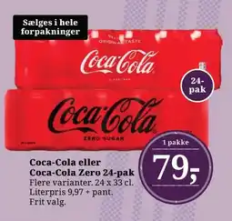Dagli'Brugsen Coca-Cola eller Coca-Cola Zero 24-pak tilbud