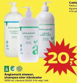 Kvickly Änglamark shower, shampoo eller håndsæbe tilbud