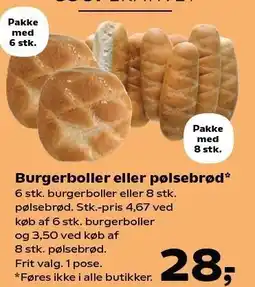 Kvickly Burgerboller eller pølsebrød tilbud