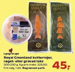 Kvickly Royal Greenland kutterrejer, røget- eller gravad laks tilbud