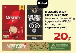 Kvickly Nescafé eller Cirkel kapsler tilbud