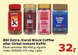 Kvickly BKI Extra, Karat Black Coffee eller Cirkel Instant Kaffe tilbud