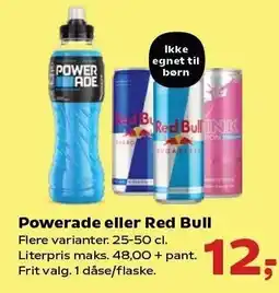 Kvickly Powerade eller Red Bull tilbud