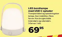 Kvickly LED bordlampe med USB-C oplader tilbud