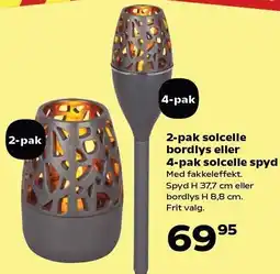 Kvickly 2-pak solcelle bordlys eller 4-pak solcelle spyd tilbud