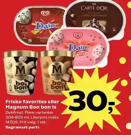 Kvickly Frisko favorites eller Magnum Bon bon Is tilbud