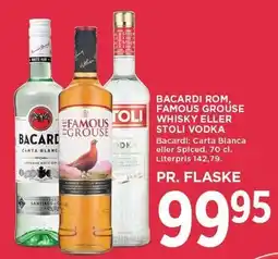 MENY BAXARDI ROM, FAMOUS GROUSE WHISKY ELLER STOLI VODKA tilbud
