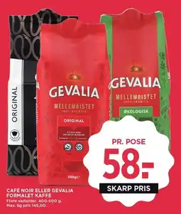 MENY CAFÉ NOIR ELLER GEVALIA FORMALET KAFFE ELLER KARAT INSTANT KAFFE tilbud