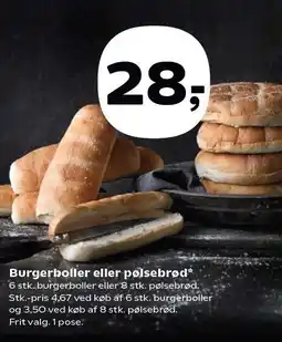 SuperBrugsen Burgerboller eller pølsebrød tilbud