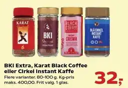 SuperBrugsen BKI Extra, Karat Black Coffee eller Cirkel Instant Kaffe tilbud