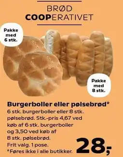 SuperBrugsen Burgerboller eller pølsebrød tilbud