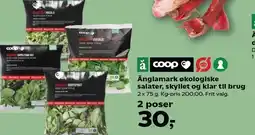 SuperBrugsen Änglamark økologiske salater, skyllet og klar til brug - 2 poser tilbud