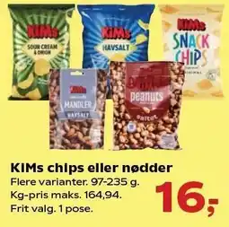 SuperBrugsen KIMs chips eller nødder tilbud