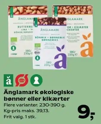 SuperBrugsen Änglamark økologiske bønner eller kikærter tilbud