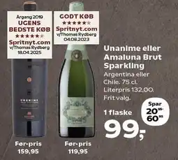 SuperBrugsen Unanime eller Amaluna Brut Sparkling tilbud
