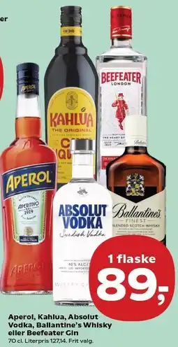 SuperBrugsen Aperol, Kahlua, Absolut Vodka, Ballantine's Whisky eller Beefeater Gin tilbud