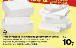 SuperBrugsen Hvide frokost- eller middagsservietter 50 stk tilbud