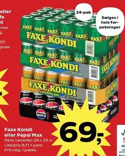 SuperBrugsen Faxe Kondi eller Pepsi Max tilbud