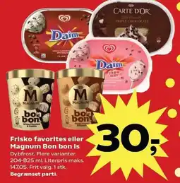 SuperBrugsen Frisko favorites eller Magnum Bon bon Is tilbud