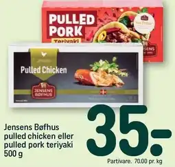 REMA 1000 Jensens Bøfhus pulled chicken eller pulled pork teriyaki tilbud