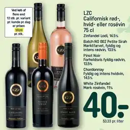 REMA 1000 LZC Californisk rød-, hvid- eller rosévin tilbud