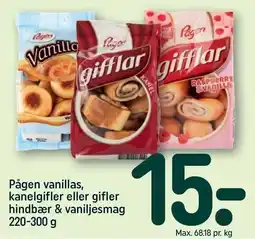 REMA 1000 Pågen vanillas, kanelgifler eller gifler med hindbær/vaniljesmag tilbud