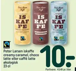 REMA 1000 Peter Larsen iskaffe creamy caramel, choco latte eller caffé latte økologisk tilbud