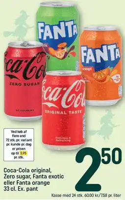 REMA 1000 Coca-Cola original, Zero sugar, Fanta exotic eller Fanta orange tilbud
